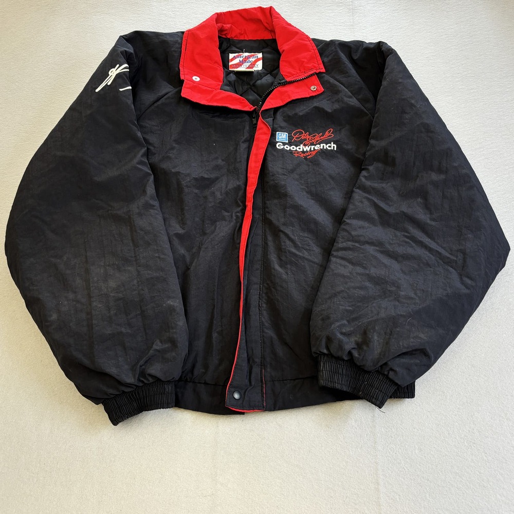 Vtg American Made Coat Mens XL Dale Earnhardt Racing GM Black Nylon Goodwrench